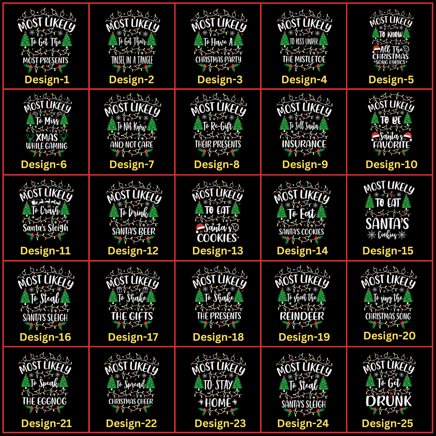 55 Quotes- Most Likely Christmas Shirts with White Text